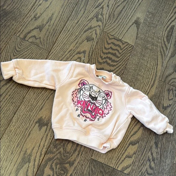 Kenzo Pink Graphic Sweatshirt with Cartoon Design tiger Paris EUC 18months baby - Picture 1 of 11
